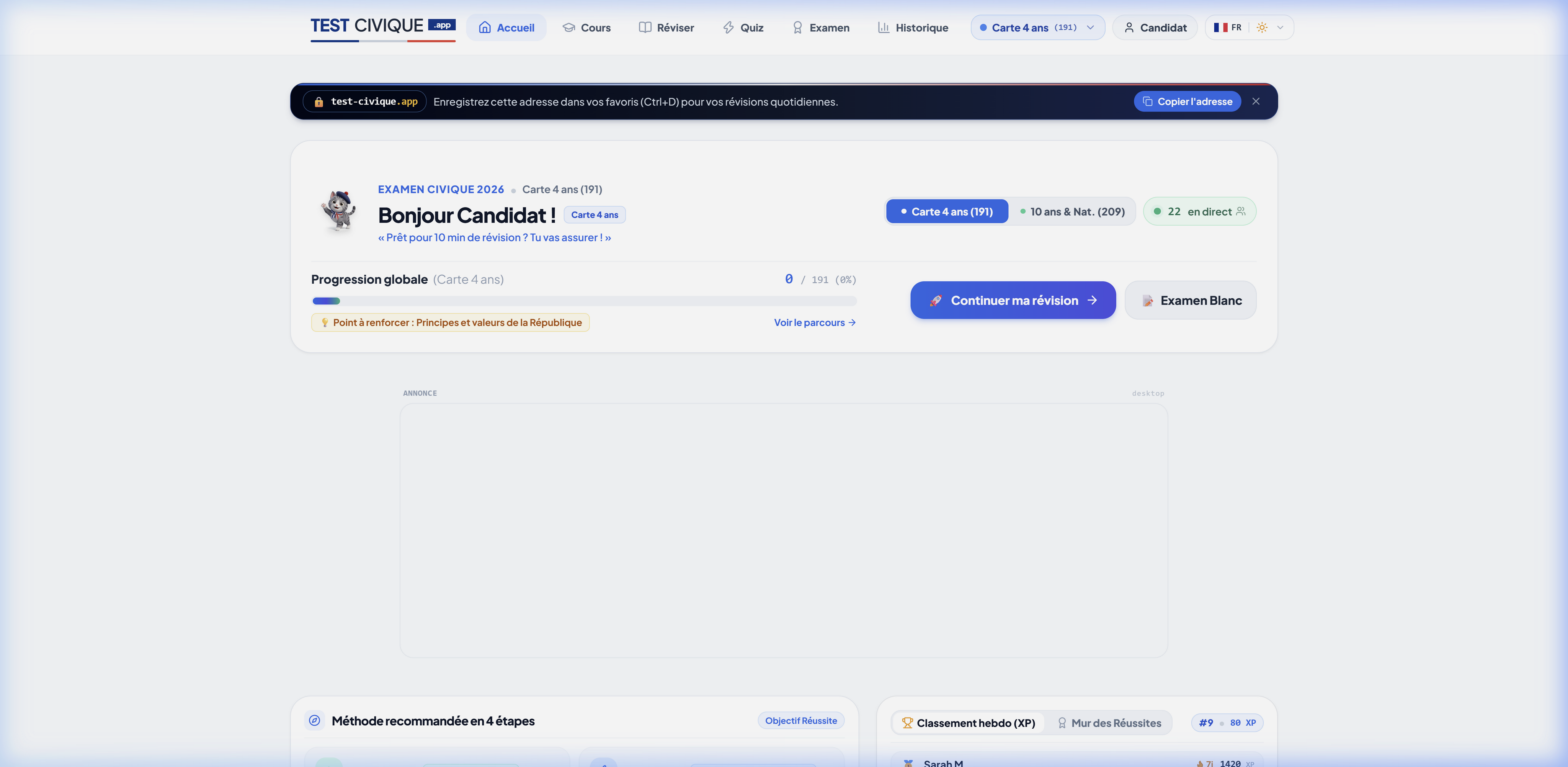 Test Civique Exam Simulator Preview